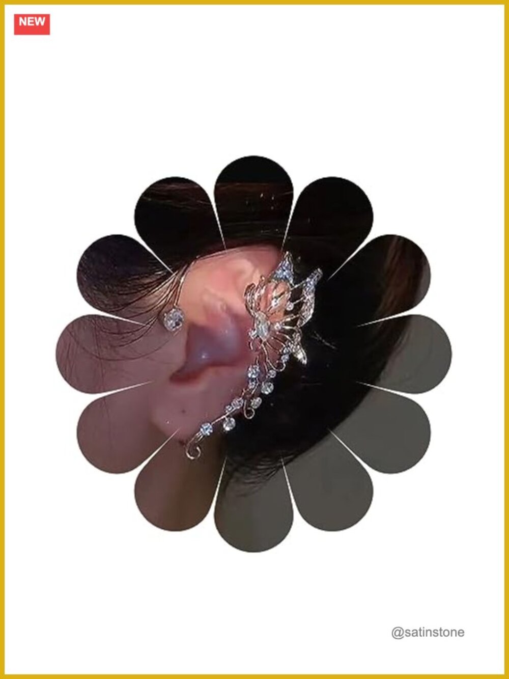 CZ Butterfly Ear Cuff Ear Wrap Climber Earrings Alloy Rhinestone Jewelry